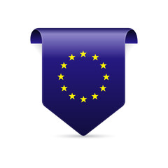 European Union flag on the label. Vector illustration. Icon design.