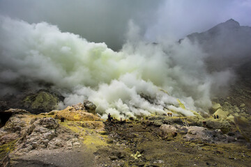 Inside Ijen volcano, Java, Indonesia