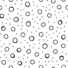 Circles seamless pattern. Random doodle dots texture background. Hand drawn design.