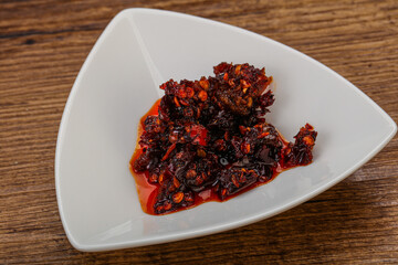 Fried chili pepper sauce with oil