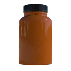 brown plastic jar mockup with a black cap on white background