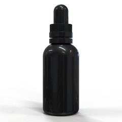 black plastic bottle isolated on white