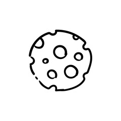 Chocolate chips cookie hand drawn illustration. Doodle icon of cookie.