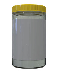 glass jar with a yellow cap