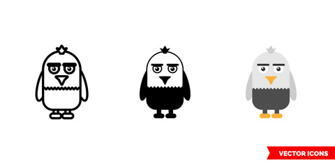 Eagle icon of 3 types.Isolated vector sign symbol.