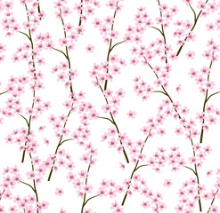 Vector floral pattern with flowers and branches. Gentle, spring floral background.