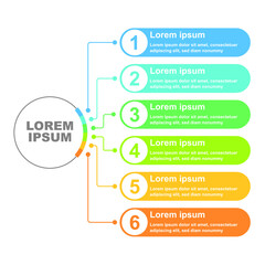 Thin line business infographic template, circle shape, six parts for workflow layout design, presentation, editable line