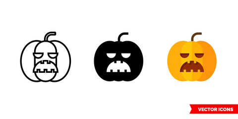 Pumpkin icon of 3 types. Isolated vector sign symbol.