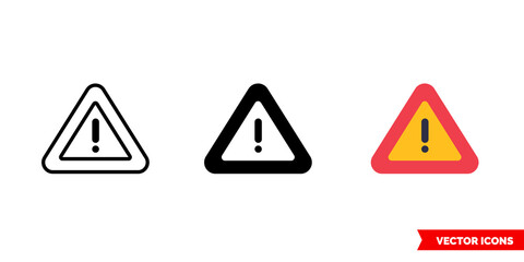 Warning icon of 3 types. Isolated vector sign symbol.