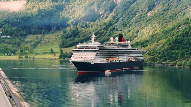 cruise in a Norwegian fjord just before docking
