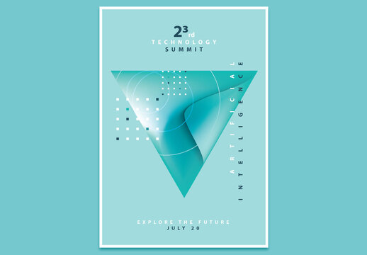 Technology Summit Poster Layout with Abstract Triangle Design