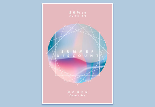 Modern Abstract Poster Layout with Pastel Gradient Geometric Design