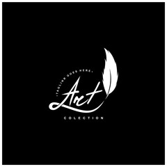 typography A R T is written using feathers