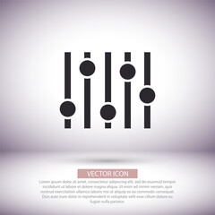 Settings music  vector icon , lorem ipsum Flat design