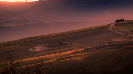 Fototapeta na wymiar Sunset on the countryside