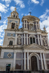 Fototapeta premium San Sebastiano Church in Caltanissetta Garibaldi Square on Blue Sky