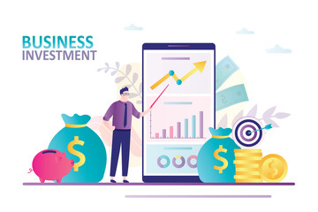 Naklejka premium Business analyst offers successful strategy and investment. Concept of data analysis, finance management.