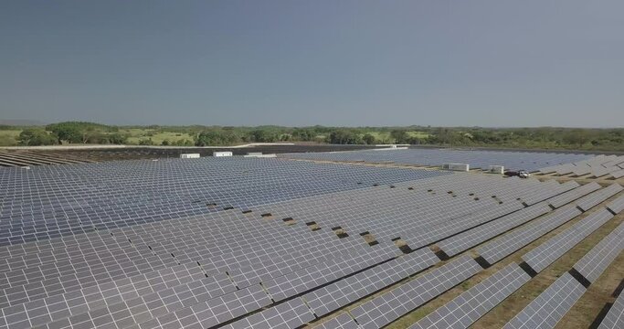 Aerial view of solar panels 
