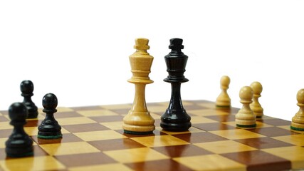 handcrafted chess - concept of success and strategy, business success concept, isolated