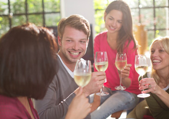 Friends toasting each other with wine