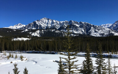 snow covered mountains