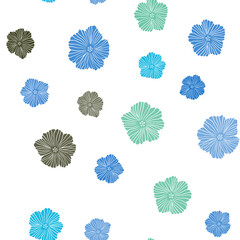 Dark Multicolor vector seamless doodle pattern with flowers.