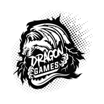mascot dragon vector black and white gaming