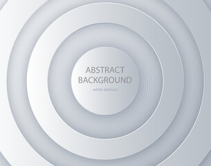 White paper cut round background. Abstract 3d background with White paper layers