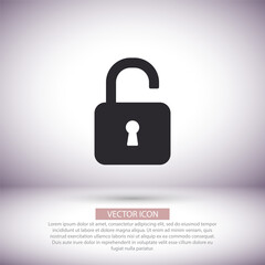 lock symbol on gray background , lorem ipsum Flat design