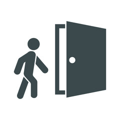 
Vector graphics .
Icon of a person coming in the door. - obrazy, fototapety, plakaty