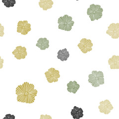 Light Green, Yellow vector seamless elegant background with flowers.