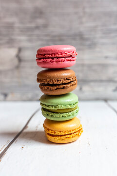 Stack of colorful macaroon biscuits