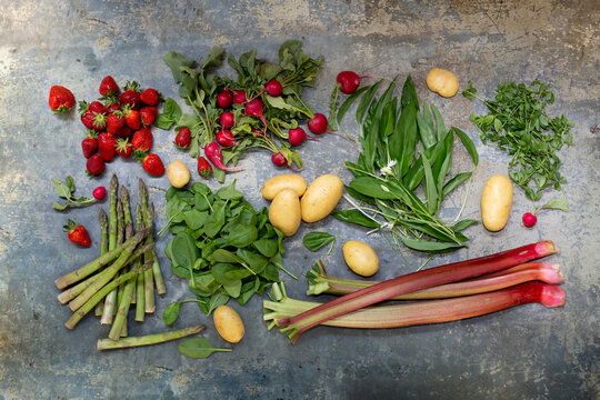 Studio shot of various fruits and vegetables