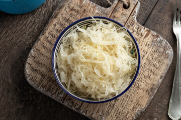 Fermented cabbage in a bowl