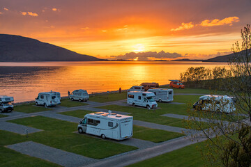 Campsite photographed in Scotland, in Europe. Picture made in 2019.