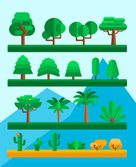 Green flat Trees collection