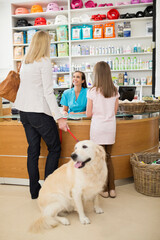 Owner bringing dog to vet's surgery