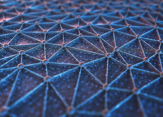 Artificial intelligence, connections and nucleus in concept of interconnected neurons. Abstract background with binary numbers, neural network and cloud computing.