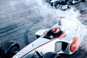 Acrylic prints Antireflex F1 Race cars driving on track