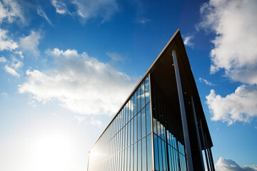 Blue sky reflected in modern building