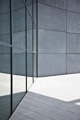 Glass and concrete walls of modern building