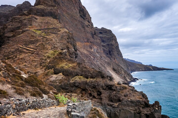 Fototapeta premium Cliffs and ocean view in Santo Antao island, Cape Verde
