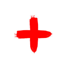 Grunge plus sign. Cross symbol .Vector