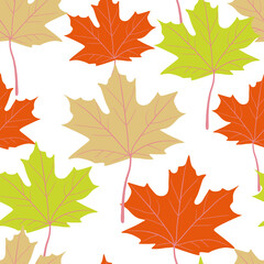 Seamless pattern with maple leaves.