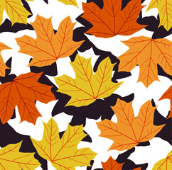 Naklejka na ściany i meble Seamless pattern with maple leaves.