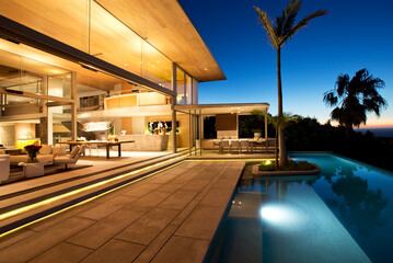 Infinity pool and modern patio