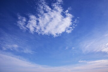 Naklejka na ściany i meble Background material / Blue sea, blue sky and white clouds.