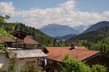 Bavarian house in Germany.Summer vacation.