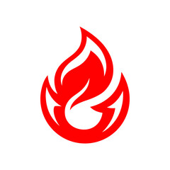 Fire vector icon. Flame silhouette isolated on white background. Hot symbol