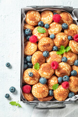 Homemade mini pancakes for sweet and tasty breakfast